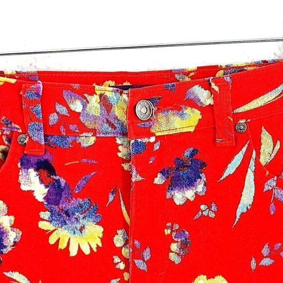 Gloria Vanderbilt Amanda Red Purple Floral Denim Size 6 Average Jean Shorts 29/6 - Picture 3 of 11